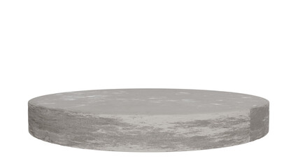 3D Render a round concrete table top with a white background