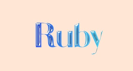 Ruby name. European Name illustration. Colorful gradient graphic vector typography with removable background. 3D Separate european name.