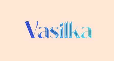 Vasilka name. European Name illustration. Colorful gradient graphic vector typography with removable background. 3D Separate european name.