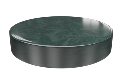 3D Render a green marble table top with a metal base