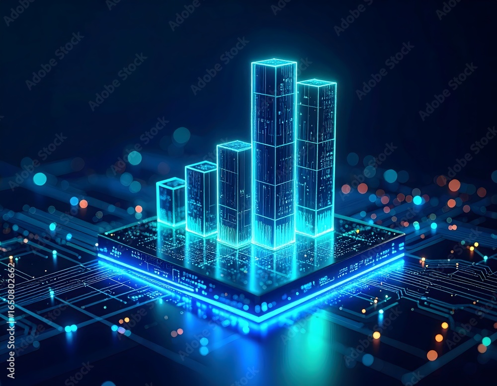 Aufkleber futuristic data analysis graph visualization for business intelligence and technology