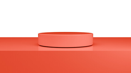 3D Render a red table with a white bowl on top