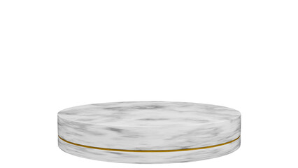 3D Render a white marble plate with a gold line around it