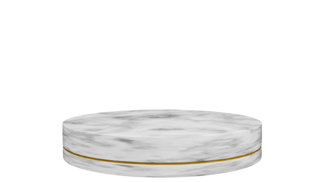 3D Render a white marble plate with a gold line around it