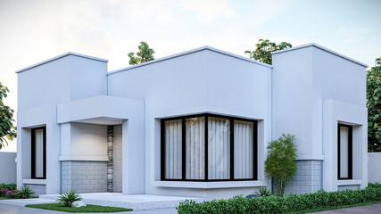 3D illustration of a stylish one-story villa 2