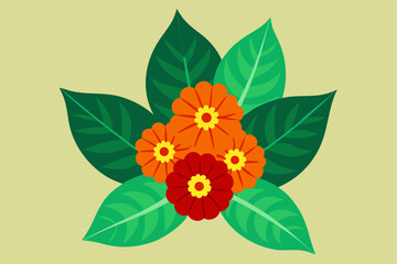 Cluster of Zinnias and Croton Leaves in Natural Curves