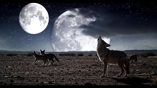 wolf howling at the moon