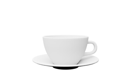 3D Render a white cup and saucer on a saucer