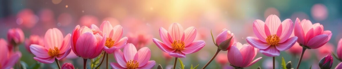 Fototapeta premium Abstract flower bed with delicate petals and soft colors, abstract, botanical, garden