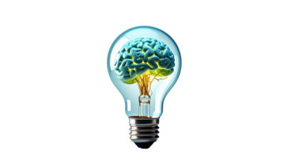 Brain bulb isolated on solid white background png
