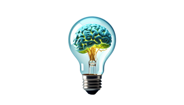 Brain bulb isolated on solid white background png