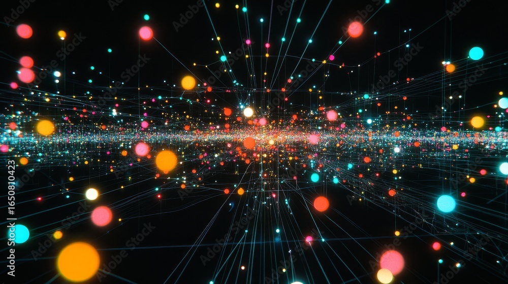 Aufkleber visualizing digital networks data connectivity online environment infographic style abstract concept