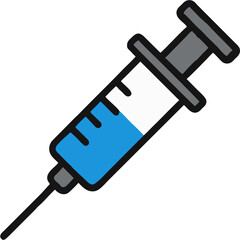 Vector illustration of medical syringe with blue liquid, representing injection, vaccination, healthcare, hospital treatment, medicine, and modern clinical diagnostic tool