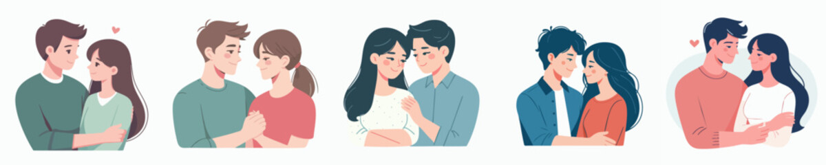 Minimalist Illustration of a Couple in Love and Embracing Together