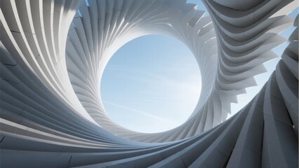 Spiral Architectural Structure with Central Sky View