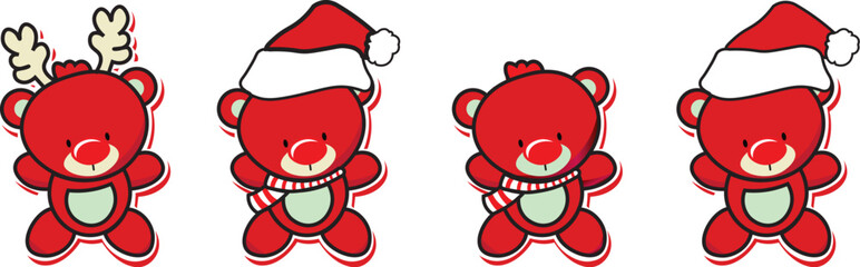 Cute Baby Animals Christmas vector bundle set with festive holiday designs, perfect for cards, decorations, and creative projects.