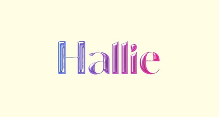 Hallie name. European Name illustration. Colorful gradient graphic vector typography with removable background. 3D Separate european name.