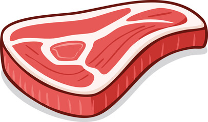 Cartoon illustration of a slice of steak, showing the texture and shape of the meat.