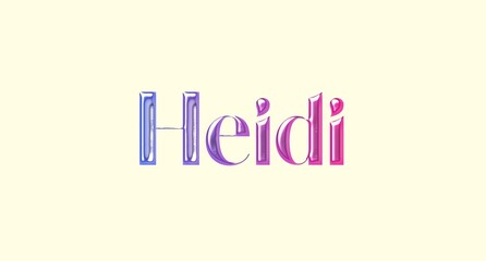 Heidi name. European Name illustration. Colorful gradient graphic vector typography with removable background. 3D Separate european name.
