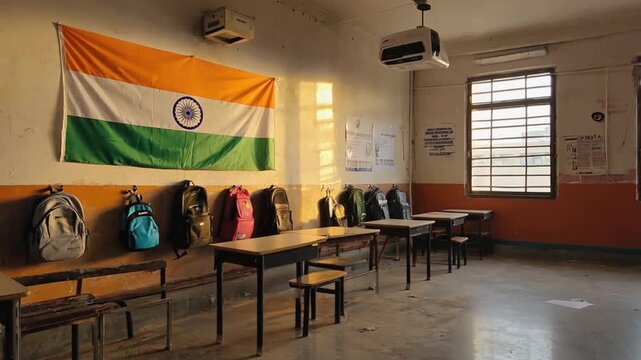 Indian flag in a classroom. - Powered by Adobe