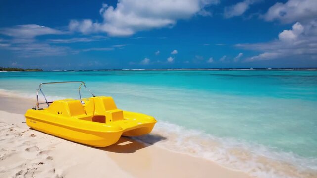 Pedal boat for families on the beach.
