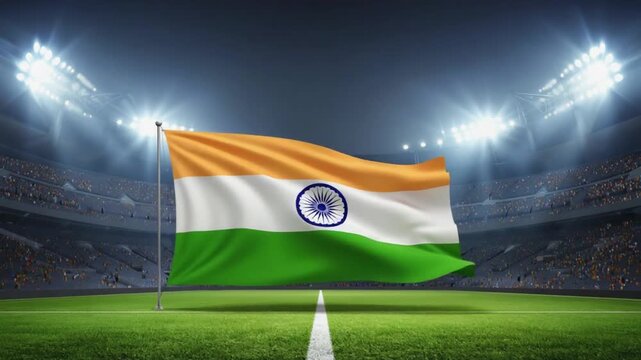 Indian flag in a stadium.