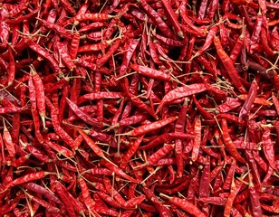 Fototapeta premium Dried red chili peppers close-up