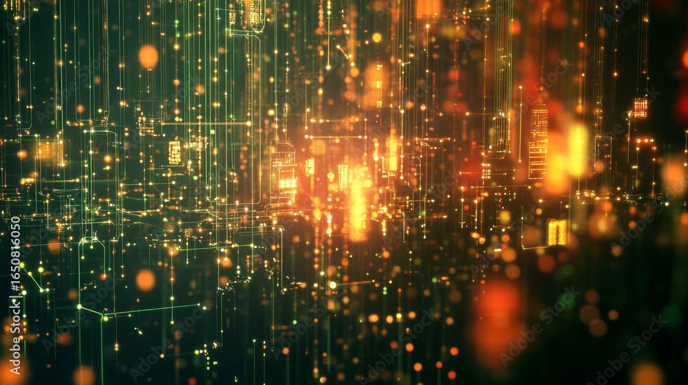 Poster visualizing neural network concepts with glowing effects in digital environments for enhanced unders