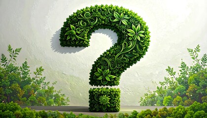 Question mark formed from foliage