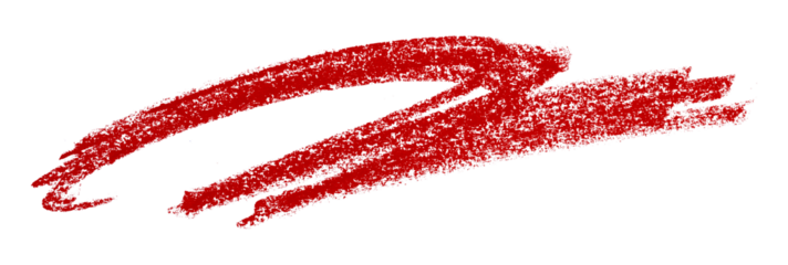 Red colored pencil drawing isolated on transparent background