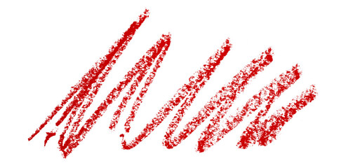 Red colored pencil drawing isolated on transparent background