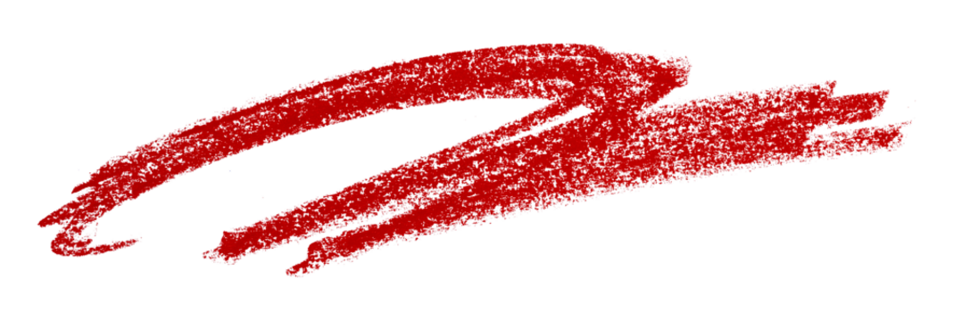 Red colored pencil drawing isolated on transparent background