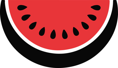 A Simple and Bold Slice of Watermelon with Black Seeds and Rind