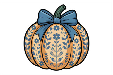 Stylish Pumpkin with Leopard Print Bow vector design. 