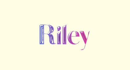 Riley name. European Name illustration. Colorful gradient graphic vector typography with removable background. 3D Separate european name.