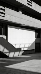Obraz premium Monochrome architectural detail featuring concrete structures and shadow play