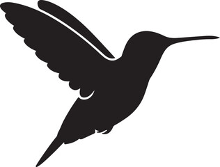 Obraz premium Black Silhouette of a Hummingbird in Flight with Wings Spread Wide
