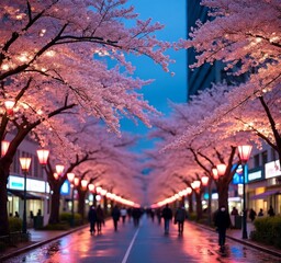 cherry blossom at night