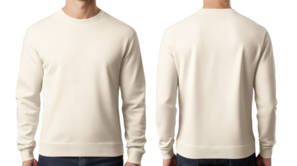 Stylish cream sweatshirt mockup showcasing front and back view, perfect for apparel design and online store presentations, ideal for fashion branding