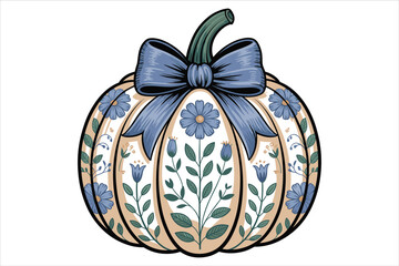 Stylish Pumpkin with Leopard Print Bow vector design. 