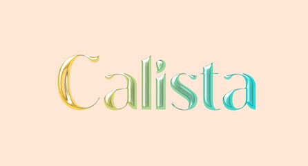 Calista name. European Name illustration. Colorful gradient graphic vector typography with removable background. 3D Separate european name.