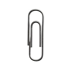Metallic paperclip isolated against neutral background