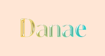 Danae name. European Name illustration. Colorful gradient graphic vector typography with removable background. 3D Separate european name.