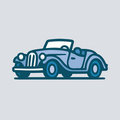 Fototapeta premium Flat Line Art Classic Convertible Car Illustration Design Style Icon