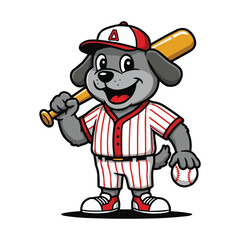 Baseball Dog Mascot with Bat and Ball