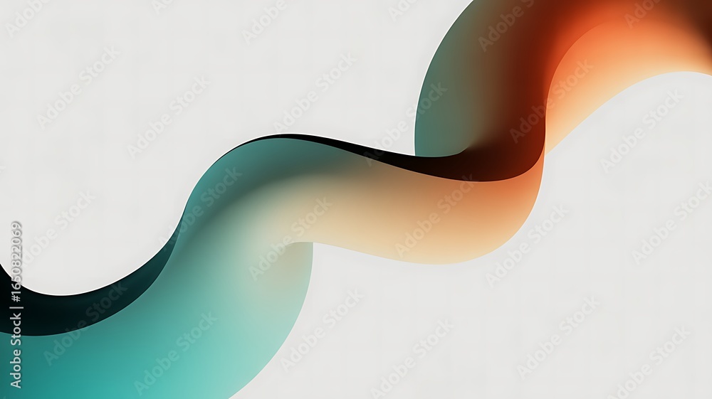 Poster fluid gradient wave with vibrant teal orange tones elegant and contemporary abstract design for mode