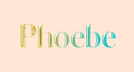 Phoebe name. European Name illustration. Colorful gradient graphic vector typography with removable background. 3D Separate european name.