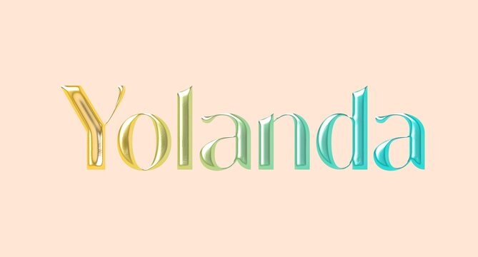 Yolanda name. European Name illustration. Colorful gradient graphic vector typography with removable background. 3D Separate european name.