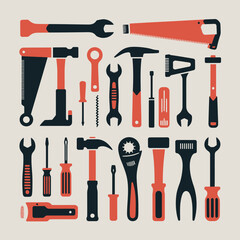 DIY Tools: Collection of essential tools of a carpenter or craftsman displayed in an artful and visually appealing manner that sparks creativity and craftsmanship.