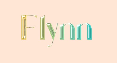 Flynn name. European Name illustration. Colorful gradient graphic vector typography with removable background. 3D Separate european name.